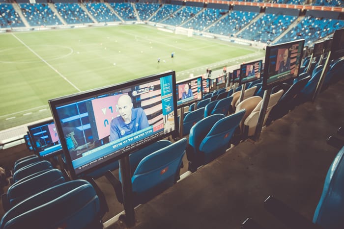 TV screen in the stadium of Sammy Ofer